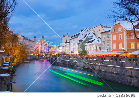 Ljubljana in Christmas time. Slovenia, Europe.  13326699
