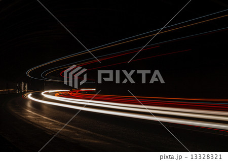 Light tralight trails in tunnel. Long exposure photo in a tunel Light tralight trails in tunnel. Long exposure photo in a tunel 13328321