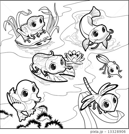 Funny animals in the pond Funny animals in the pond 13328906