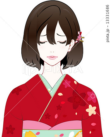 着物の女性 悲しむのイラスト素材 [13331686] - PIXTA