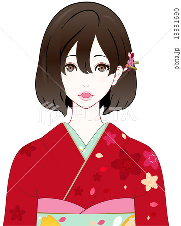 着物の女性 驚くのイラスト素材