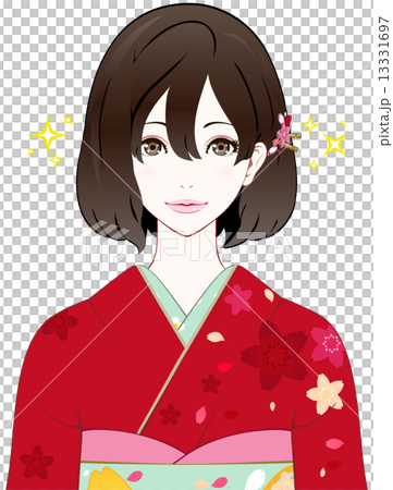 着物の女性 期待のイラスト素材 [13331697] - PIXTA