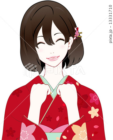 着物の女性 応援のイラスト素材 [13331710] - PIXTA