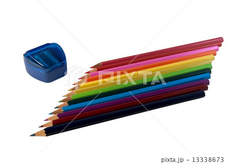 Row of colored pencils. 13338673