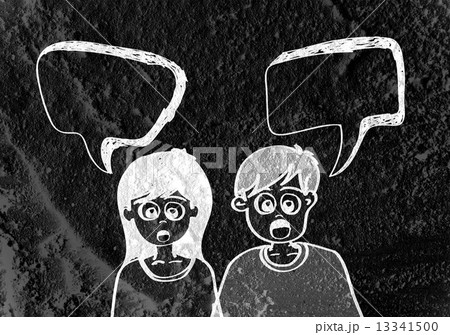 People thinking people talking and Speech Bubble on Cement wall 13341500