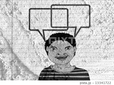 People thinking people talking and Speech Bubble on Cement wall People thinking people talking and Speech Bubble on Cement wall 13341722