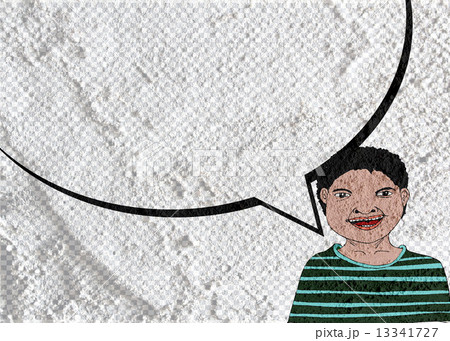 People thinking people talking and Speech Bubble on Cement wall 13341727