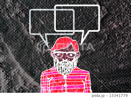 People thinking people talking and Speech Bubble on Cement wall 13341779