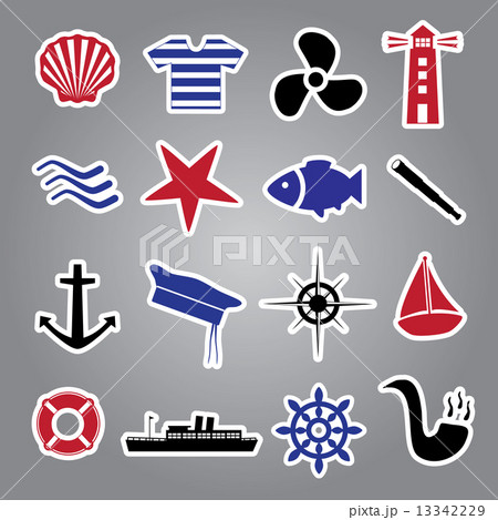 nautical icon stickers collection eps10 13342229