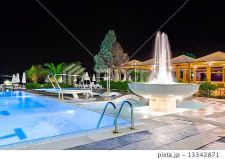 Water pool and fountain at night Water pool and fountain at night 13342871