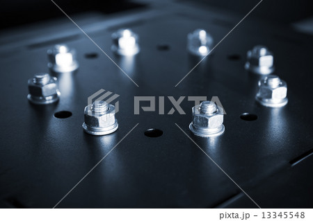 Shining steel bolts and nuts in a circle Shining steel bolts and nuts in a circle 13345548