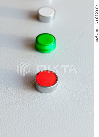 Three industrial buttons in a row Three industrial buttons in a row 13345887