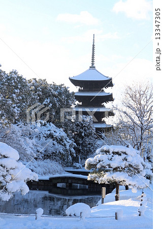 雪の東寺（教王護国寺）　五重塔① 13347305