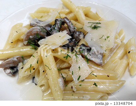 Plate with italian pasta with green herb 13348704