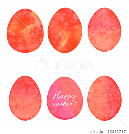 Set of watercolor eggs. Easter design elements. 13353717