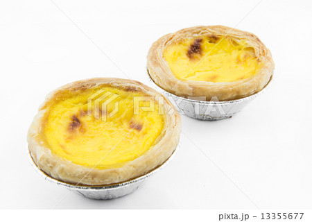 Baked Egg tarts on white background 13355677