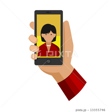 Woman Making Selfie Photo on Phone Flat Icon. Vector 13355746