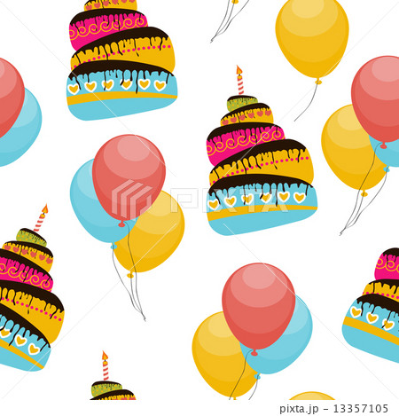 Cake and Balloons Holiday Seamless Pattern Background Vector Ill Cake and Balloons Holiday Seamless Pattern Background Vector Ill 13357105