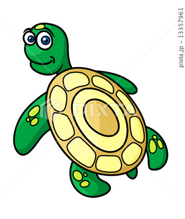 Cartoon green sea turtle character 13357961