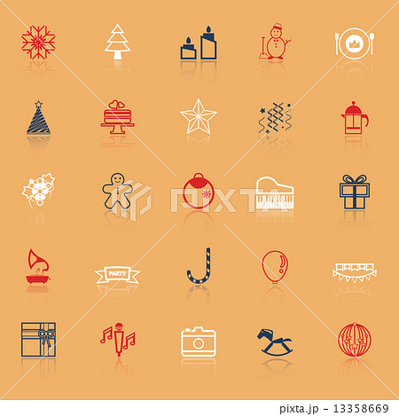 New year and christmas line icons on with reflect 13358669