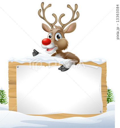 Reindeer Snowy Christmas Sign Reindeer Snowy Christmas Sign 13363084