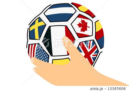 サッカーボールを持つ手のイラスト素材