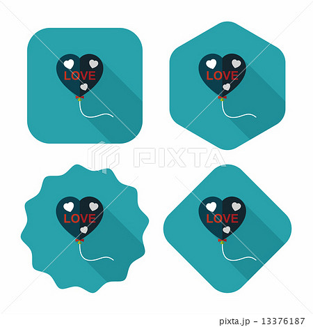 love balloons flat icon with long shadow,eps10 13376187