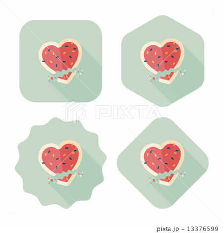 Valentine's Day cookie flat icon with long shadow,eps10 Valentine's Day cookie flat icon with long shadow,eps10 13376599