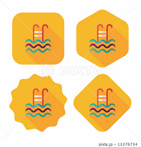 swimming pool flat icon with long shadow,eps10 13376734