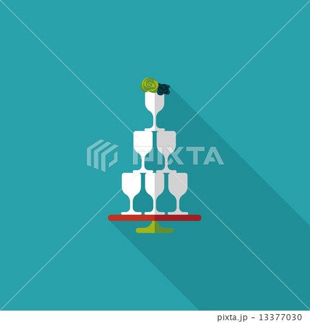 wedding champagne cups flat icon with long shadow,eps10 13377030