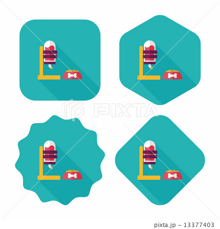 Pet water drinking flat icon with long shadow, eps10 13377403