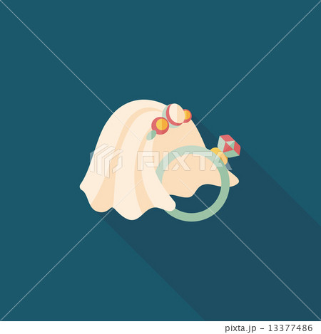 bride veil and diamond ring flat icon with long shadow,eps10 bride veil and diamond ring flat icon with long shadow,eps10 13377486