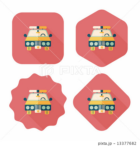 Transportation police car flat icon with long shadow,eps10 Transportation police car flat icon with long shadow,eps10 13377682