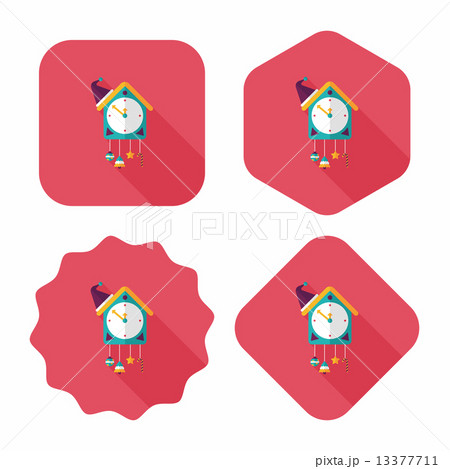 Cuckoo clock flat icon with long shadow,eps10 13377711