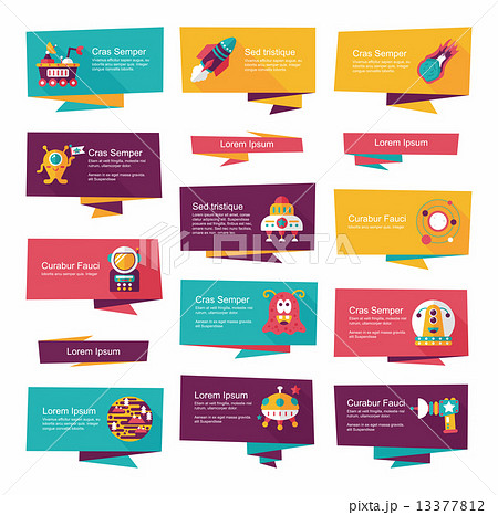 Space banner flat design background set, eps10 13377812