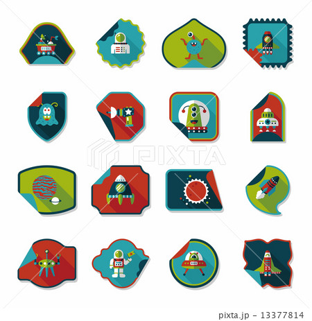 Space stickers banner flat design background set, eps10 Space stickers banner flat design background set, eps10 13377814