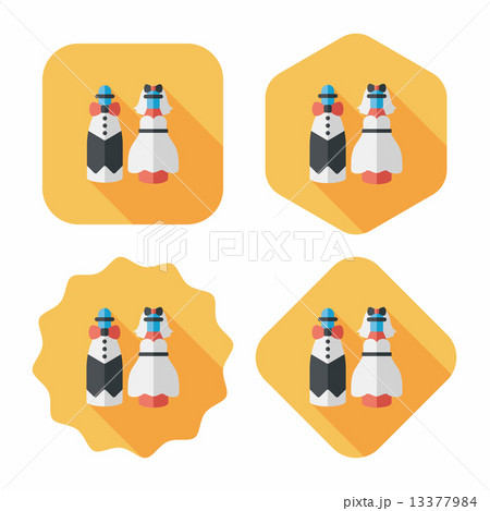 wedding couple flat icon with long shadow,eps10 13377984