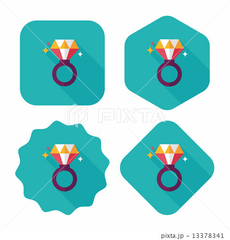 Valentine's Day diamond ring flat icon with long shadow,eps10 13378341