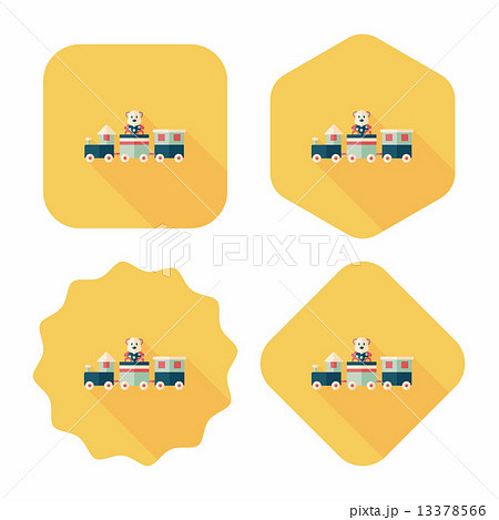 Train toy flat icon with long shadow,EPS 10 13378566