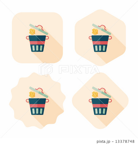 kitchenware garbage can flat icon with long shadow,eps10 13378748