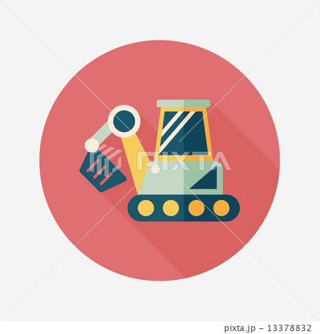 Transportation excavator flat icon with long shadow,eps10 13378832