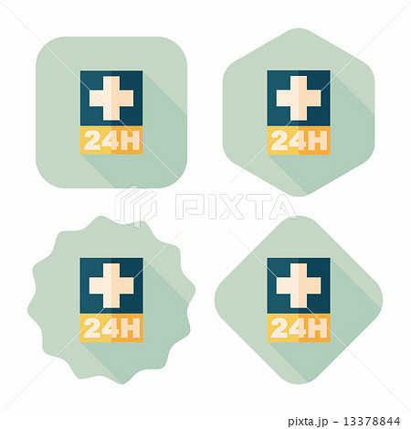 Hospitals 24 hours flat icon with long shadow 13378844