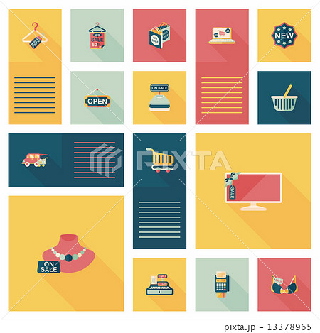 shopping ui flat design background set, eps10のイラスト素材 [13378965] - PIXTA