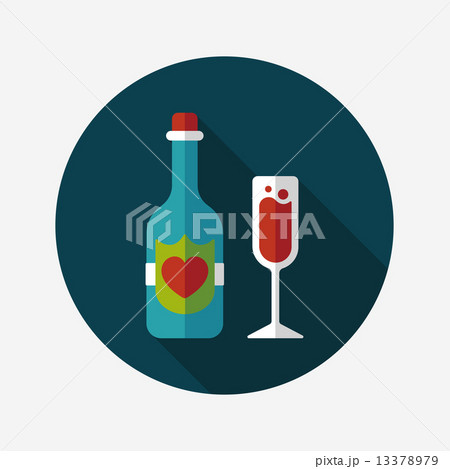 wedding champagne flat icon with long shadow,eps10 13378979