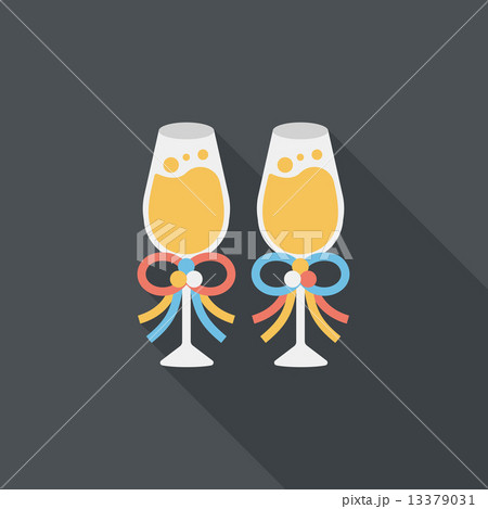 wedding champagne flat icon with long shadow,eps10 13379031