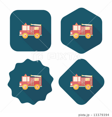 Transportation Fire truck flat icon with long shadow,eps10 Transportation Fire truck flat icon with long shadow,eps10 13379394