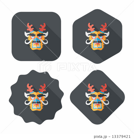 Chinese New Year flat icon with long shadow,eps10,The dragon and Chinese New Year flat icon with long shadow,eps10,The dragon and 13379421