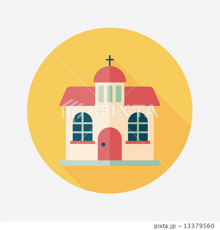 Building church flat icon with long shadow,eps10 13379560