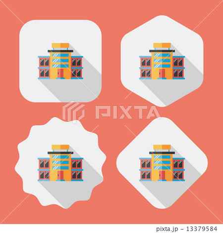 Commercial Building flat icon with long shadow,eps10 Commercial Building flat icon with long shadow,eps10 13379584