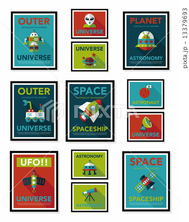 Space poster banner flat design background set, eps10 Space poster banner flat design background set, eps10 13379693